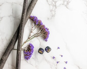 Pressed Flower Sea Lavender | Handmade Mini Stud Earrings | 925 Silver Pin