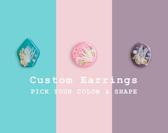 Custom Resin Earrings With Dried Flower | Personalized Name Earrings | Stud | Dangle | Clip On | Birthday Gift | Gift For Her