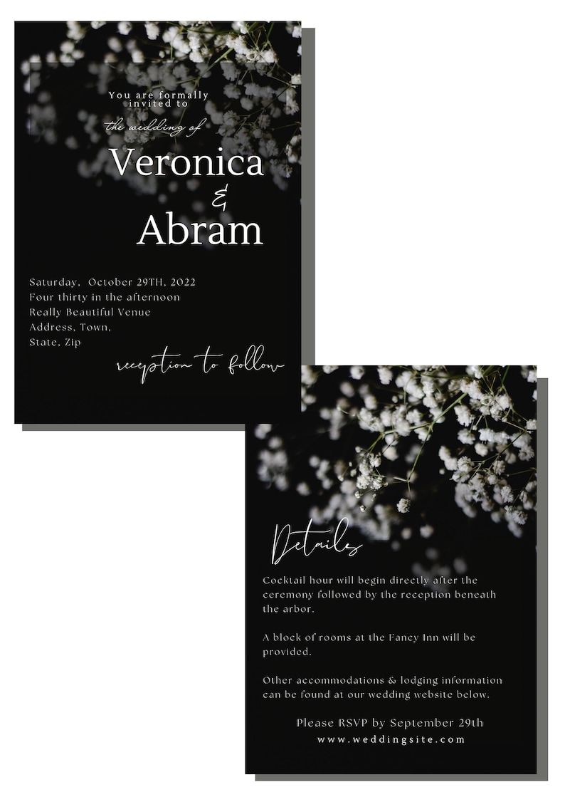 Dark and Moody L Wedding Invitation Template | Canva Weddingtemplate ...