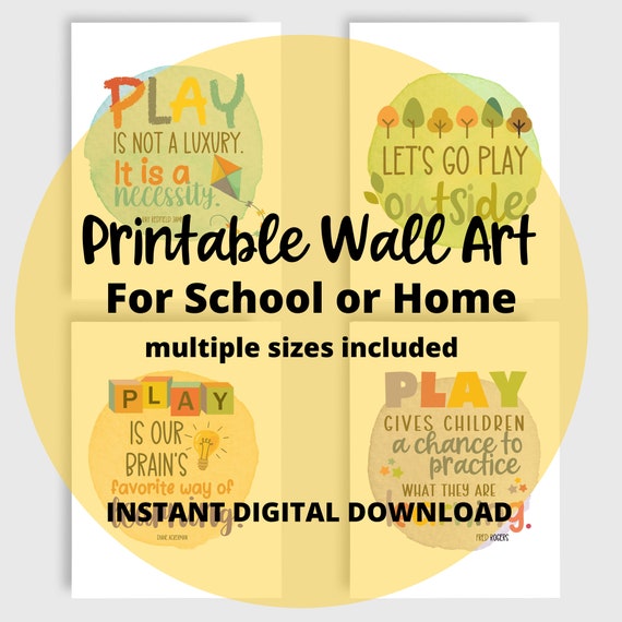 Let's Play Wall Art Set of 4 Play Quotes for Etsy