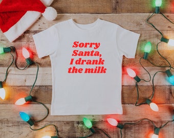 Santa Youth and Toddler Tee, I Drank the Milk Kids Clothing, Christmas Holiday Kids Clothing, Christmas Eve, Red Vinyl