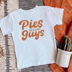 Pies Before Guys Toddler And Youth Tee, Thanksgiving Kids T-Shirt, Cute Fall Kids Clothing, Red Clay Vinyl