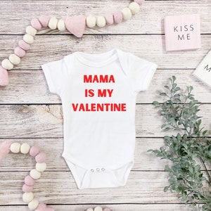 Valentines Onesie® Mama Is My Valentine Baby Bodysuit Cute Baby Clothing Red Vinyl image 1