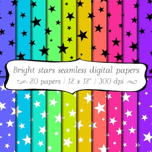 Helle Neon Streusterne nahtlos digitale Scrapbooking Papiere - kommerzielle Nutzung - direkter Download
