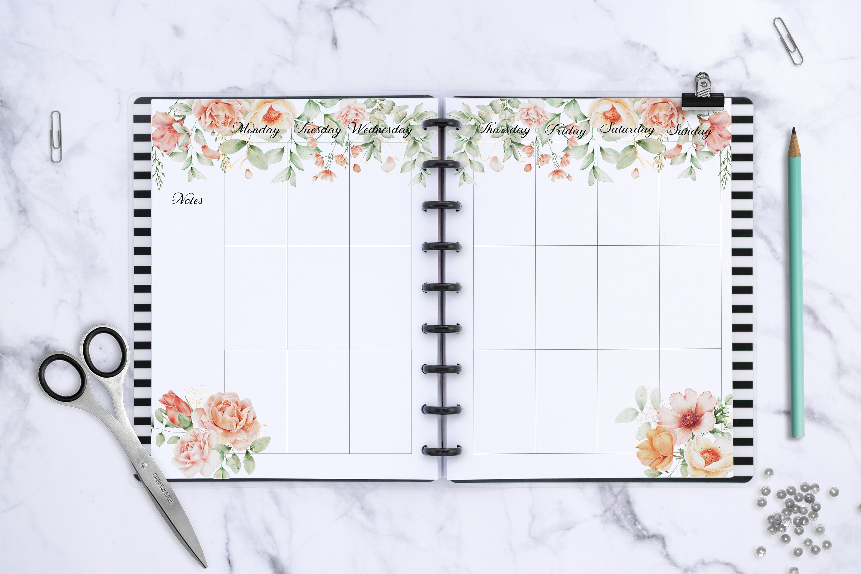 Classic Happy Planner Printable Weekly Insert Peachy Spring Florals ...