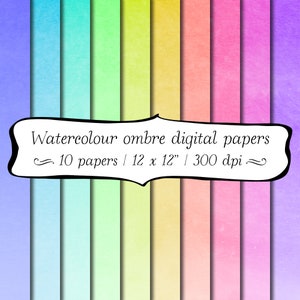 Watercolour ombre textured digital scrapbooking papers printable - instant download - commercial use