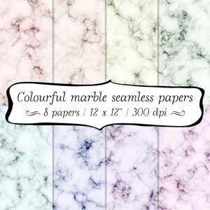 Coloured marble digital paper pack - instant download - commercial use