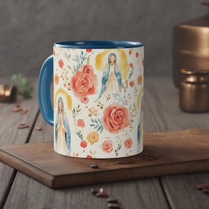 Virgin Mary mug, Catholic 11oz ceramic mugs, gift for Catholic girls, Religious gifts, Blessed Mary coffee cup, Saint Mary tea mug, mom mug
