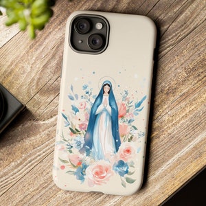Jungfrau Maria Telefonhülle, katholische Telefonhülle für Galaxy, iPhone, Pixel, Maria, Mutter Gottes, katholisches Muttergeschenk, marianisches Hingabegeschenk