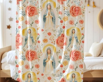 Cute Virgin Mary Blanket, Catholic Throw Fleece Blanket, Nursery decor, Kids Religious gifts, Catholic Gifts for Women, Catholic home decor