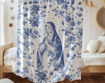 Catholic Blanket, Virgin Mary Velveteen Plush Blanket, Throw Fleece Blanket, gift for Catholic mom, Religious gifts, Catholic home decor