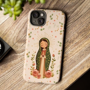 Unsere Dame von Guadalupe Telefonabdeckung, katholische Telefonhülle für iPhone, Galaxy, Pixel, Jungfrau Maria Geschenk für Mutter, religiöse Geschenke, katholische Geschenke