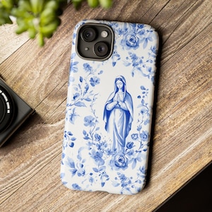 Jungfrau Maria Telefon harte Abdeckung, katholische Handyhülle für iPhone, Galaxy, Pixel, Selige Maria Mutter Gottes, katholisches Muttergeschenk, religiöse Geschenke