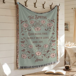 Personalized Christian Woven Blanket Gift for Catholic Mom, Christian Mama Gift, Custom Bible Verse Gift for Wife, Custom Throw Home Decor