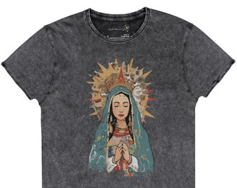 Virgin Mary Folk Art tshirt, Our Lady Mary, Blessed Mary, Catholic friend gift for Christians, Christian Youth gift, Faith Inspirational tee