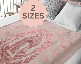 Catholic Blanket, Virgen de Guadalupe Velveteen Plush Blanket, Catholic mom gift, Our Lady of GuadalupeThrow Blanket, Christian home gift
