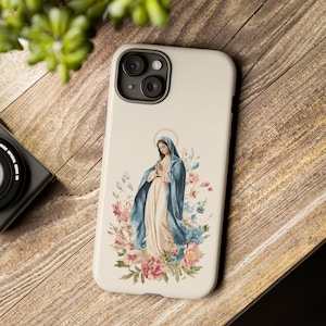 Holy Mary Telefonabdeckung, katholische Handyhülle für iPhone, Galaxy, Pixel, Blessed Mary Mutter Gottes, katholisches Muttergeschenk, religiöse Geschenke