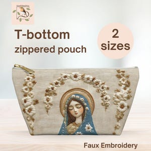 Heilige Maria Reißverschlusstasche, katholische T-Beutel, Kunststickerei Jungfrau Maria Rosenkranz-Tasche, Messgröße-Beutel, katholische Geschenke für Frauen