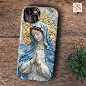 Jungfrau Maria Glasmalerei-ästhetische Telefonhülle, katholische robuste Abdeckung für iPhone, Galaxy, katholische Geschenke für katholische Frauen, für katholische Mutter