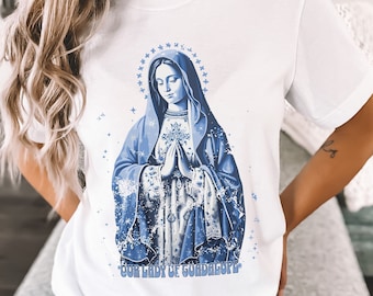 Virgen de Guadalupe shirt, Catholic gift, Traditional Catholic, Saints tshirt, Our Lady of Guadalupe Unisex Softstyle Tee, Virgin Mary print