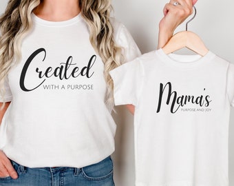 Mommy and Me T-shirt, Created With a Purpose, Bible Verse Mommy and Me outfits,  Christian Crewneck, Toddler Christian tee, Christian Baby