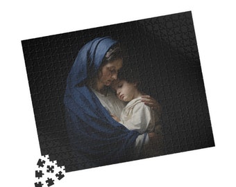 Virgin Mary and Jesus Puzzle, Christian Art, gift for Christians, Catholic Jigsaw Puzzle, Religious gift, Catholic Family gift