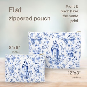 Jungfrau Maria flacher Reißverschlussbeutel, katholischer Beutel, marianisches Hingabegeschenk, Gebetsbuch-Rosenkranztasche, Messwesentliches Schleiertasche, katholische Muttergeschenk