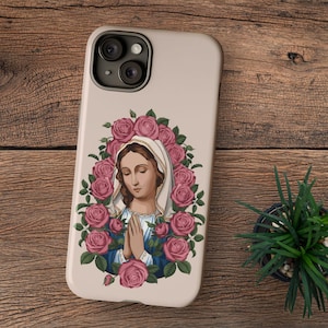 Katholische Telefonhülle, Heilige Maria robuste Abdeckung für iPhone, Galaxy, Pixel, marianisches Muttergeschenk, Religiöse Geschenke, Geschenkidee zum Muttertag