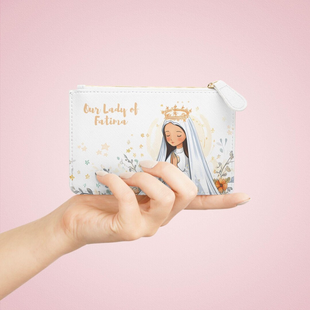Catholic Zippered Pouch, Our Lady of Fatima Mini Clutch Bag, Marian ...