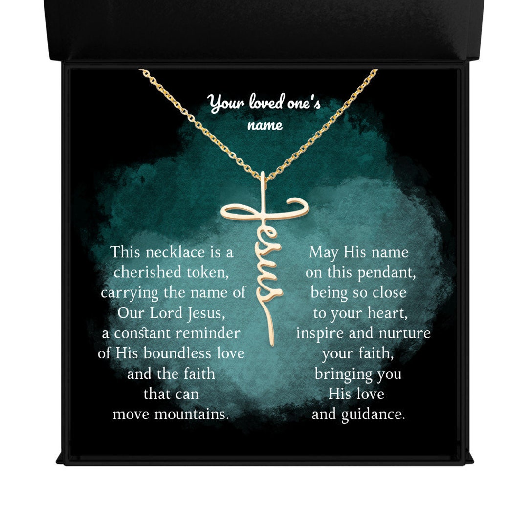 Jesus Name Necklace With Customizable Case Faith Gift for Etsy