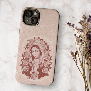 Katholische Telefonhülle, Jungfrau Maria robuste Abdeckung für iPhone, Galaxy, Pixel, marianisches Muttergeschenk, religiöse Geschenke, Geschenkidee zum Muttertag