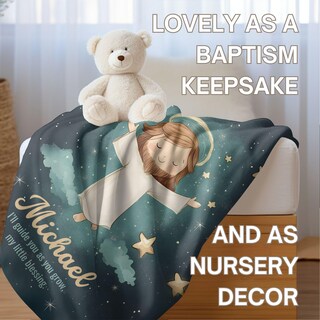 Coperta Personalizzata Con Gesù – Plaid In Flanella Morbida, Tema Religioso Cristiano, Per Battesimo E Cresima, Regalo Per Bambini E Adulti