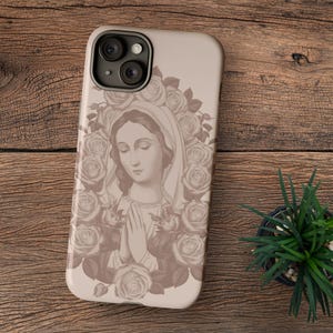 Jungfrau Maria Telefonhülle, katholische robuste Abdeckung für iPhone, Galaxy, Pixel, marianisches katholisches Muttergeschenk, religiöse Geschenke, Geschenkidee zum Muttertag