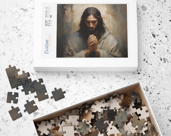 Jesus Painting Puzzle, Christian Family Games, Jesus Praying, Prayer Room Decor, Home Altar, Catholic Puzzle (110, 252, 520, 1014-piece)