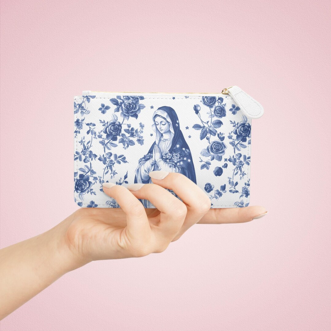 Virgin Mary Mini Clutch Bag, Catholic Zippered Pouch, Marian Devotion ...