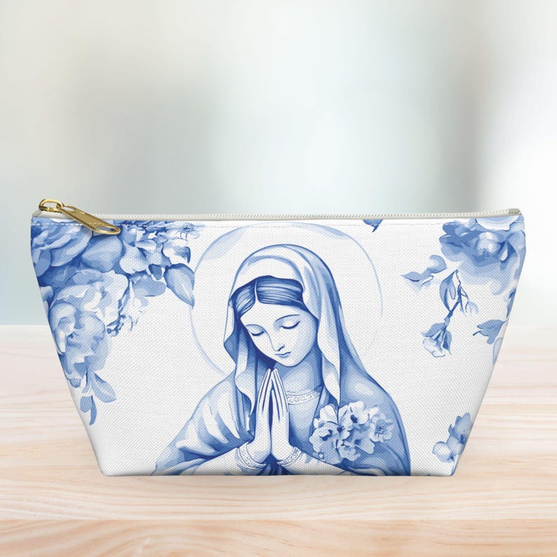 Holy Mary Zippered Pouch, Catholic T-bottom Pouch, Marian Devotion Gift ...