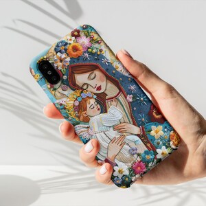 Jungfrau Maria Handyhülle, Geschenk für katholische Mütter, Samsung Galaxy, iPhone, Pixel Tough Handyhülle, religiöses Geschenk Maria Mutter Gottes