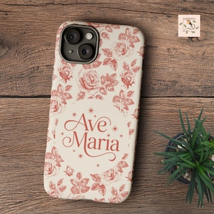 Ave Maria Handyhülle, Robuste Handyhülle für iPhone, Galaxy, Jungfrau Maria Toile Stil Geschenk für katholische Frauen, Mutter Geschenk