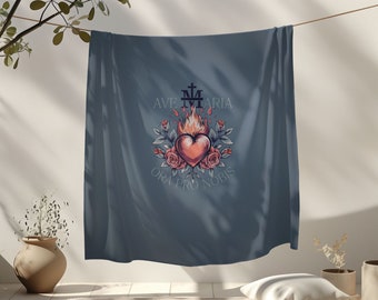 Katholische Samt-Plüsch-Decke, Jungfrau Maria Sacred Heart Fleece-Decke, Geschenk für katholische Mutter, religiöse Familiengeschenke, katholisches Geschenk