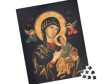 Our Lady of Perpetual Help Puzzle, Virgin Mary Mother of God Art, Prayer Room Decor, Home Altar, Catholic puzzle (110, 252, 520, 1014-piece)