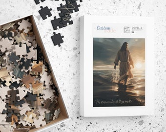 Jesus Walking on Water Christian Puzzle, Catholic puzzle, Prayer Room Decor, Home Altar, Christian Family Gift, Bible Art, Scripture Puzzle