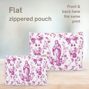 Jungfrau Maria flacher Reißverschlussbeutel, katholische Tasche Marian Devotion Geschenk, Geldbörse mit heiligen Karten, Rosenkranztasche, Schleierbeutel für katholische Frauen