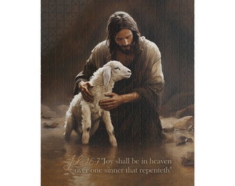 Rompecabezas cristiano, Jesús y el cordero perdido, rompecabezas católico, ideas de regalos cristianos, regalo de Navidad, rompecabezas religioso 110, 252,520,1014 piezas