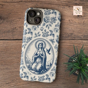 Katholische Handyhülle für iPhone, Galaxy, Jungfrau Maria Robuste Handyhülle für katholische Frauen, Chinoiserie Handyhülle Geschenk für katholische Mutter