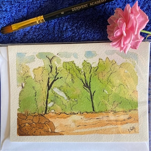 Handpainted Watercolour Greeting Card with scenic views
