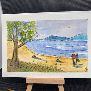 Water colour painting greeting card for any occassion beach scene
