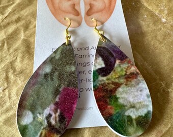 Paper earrings vintage colour drop earrings,  handmade ,decoupage, back and front images, light and comfy, suitable for a gift,