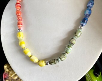 Necklace Stretch Paper bead Chakra Jewelry