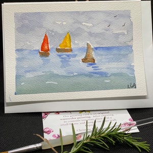 Sailing hand painted watercolour card