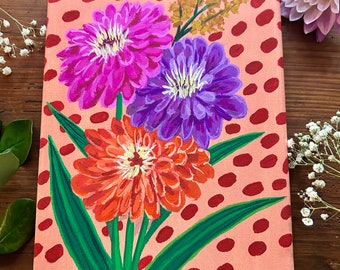 Zinnia Original Canvas Painting